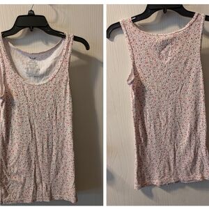 Faded Glory White and Pink Patterned Tank Top